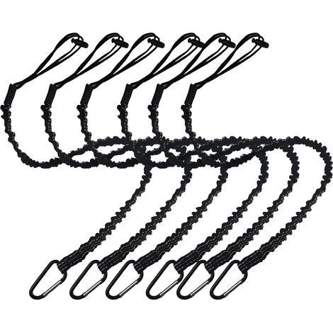Cordon de Sécurité pour Travaux en Hauteur, Laisse à Outil de Sécurité Rétractable, Lanière de Sécurité avec Mousqueton, Limite de Poids Maximum 6.8KG/15lb Longe de Sécurité, 6pièces-Chrom (1/5)