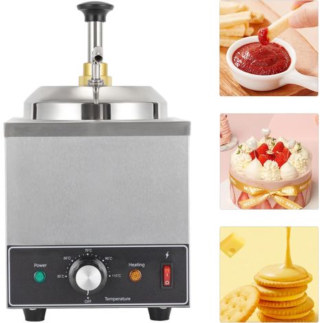 Chauffe-sauce simple Distributeur de sauce à tête unique en acier inoxydable 650 W Distributeur de pâte Boulangerie Sauce au fromage Température réglable de 86 à 230 ℉ (1/5)