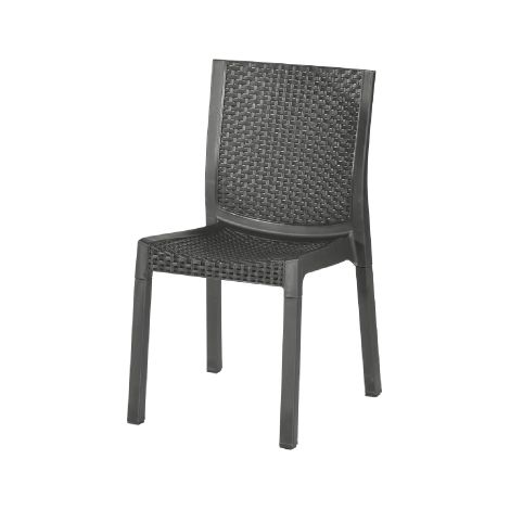 Chaise Panarea en re'sine antichoc anthracite effet rotin 42x55x86 cm pour jardin exte'rieur