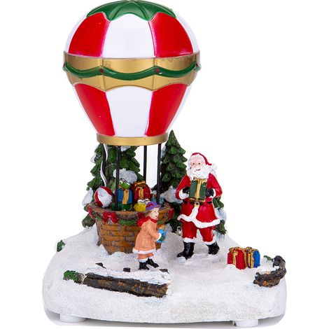 Maison de neige musicale illuminée de Noël – montgolfière, ornement cadeau (1/5)