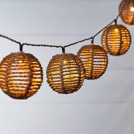 Solar String Lights, 10 Rattan Balls, Warm White LEDs, 8 Modes, 2.25m, Garden Balcony Patio (1/5)