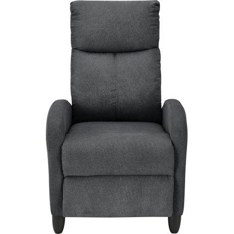 fauteuil relaxant avec dossier inclinable et repose pieds housse textile 102 cm gris foncé (1/4)