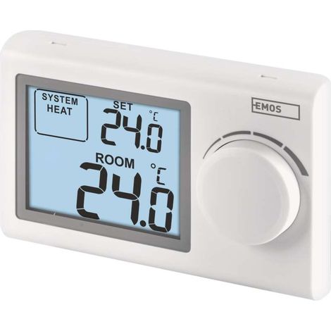 EMOS digitaler Raumthermostat, manueller Thermostat für Heizung und Kühlung, mit Stellrad, drahtverbunden zur Aufputzmontage, P5604 (1/5)