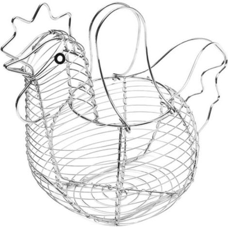 Panier porte-oeufs en fil métallique chromé blanc, rangement pratique pour la cuisine, organisation fonctionnelle des aliments (1/4)