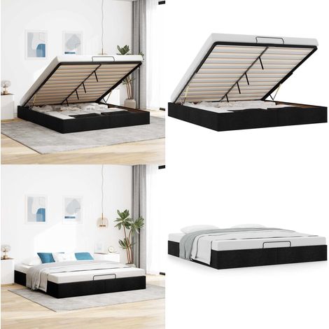VidaXL Cadre de lit ottoman sans matelas noir 200x200 cm tissu (1/5)