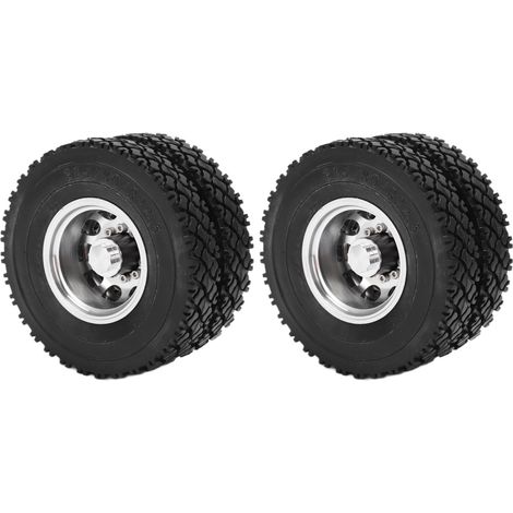 jantes de moyeu arrière en alliage d'aluminium avec pneus en caoutchouc pour camion-benne/tracteur Tamiya 1/14, noir (1/5)