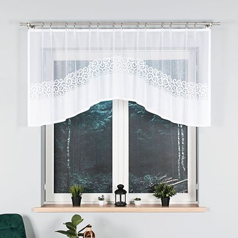 DANIELA - Tenda jacquard pronta all'uso con taglio in basso - 250x90 cm - bianco (1/5)