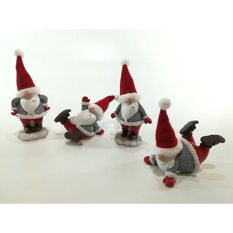 Babbo Natale Rosso Grigio gnomo H 13CM addobbi natalizi per decorazioni vetrine (1/5)