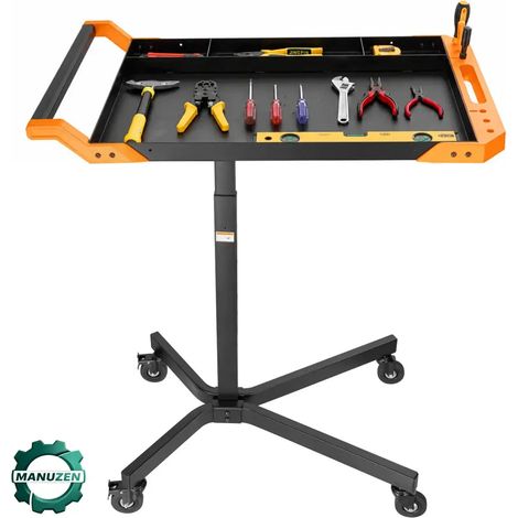 Manuzen - Table d’atelier mobile réglable en hauteur – 8 positions – Noir (1/3)