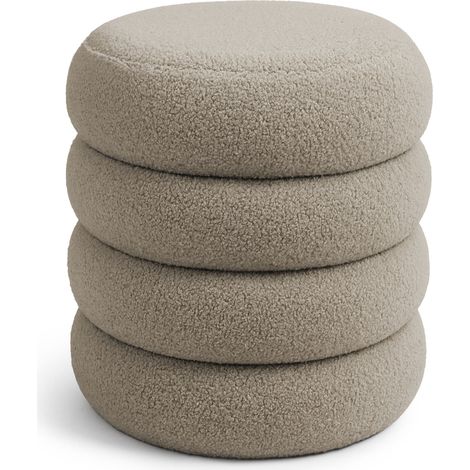 Pouf contenedor cilíndrico en tejido teddy 42 cm SNUGGO Moka (1/5)