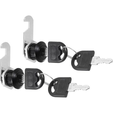 Furniture Drawer Lock with Keys 2 Pieces 5/8 Inch 16mm Zinc Alloy Security Lock Cylinder with Different Key for Door Cupboard Mailbox Office Black (1/5)