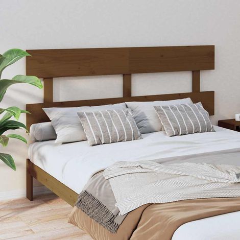 vidaXL Tête de lit Marron miel 154x3x81 cm Bois massif de pin (1/5)