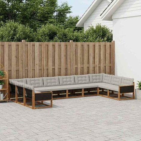 vidaXL Ensemble de canapés d'extérieur 10 pcs Naturel et gris clair (1/5)