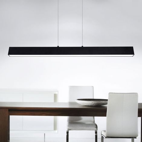 LED Hängeleuchte dimmbar über Wandschalter Pendellampe Designleuchte Esstischlampe, Memoryfunktion, Metall schwarz weiß opal, L 121 cm