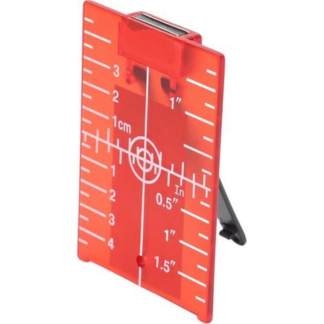 Cible de nivellement laser en plastique magnétique avec support, échelle en pouces et métrique rouge (1/5)