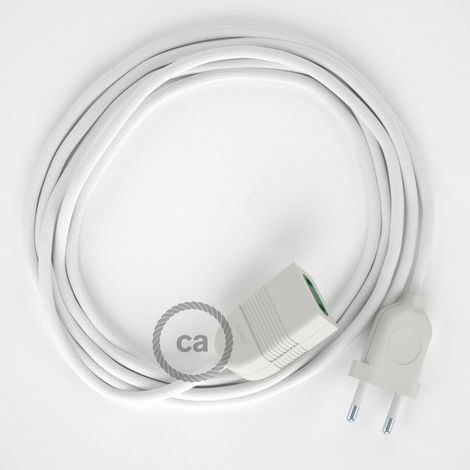 creative cables -  Prolunga elettrica con cavo tessile bianco lucido 2P 10A Made in Italy (1/5)