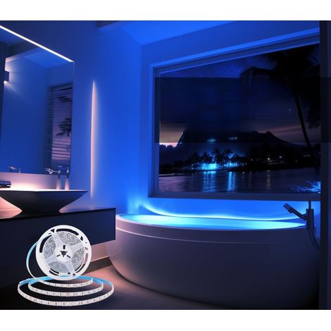 Striscia Led Luce Blu 5Mt 8W 24V SMD 2835 Autoadesiva telecomando Interruttore (1/5)