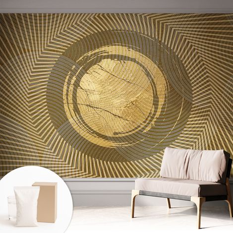 Fototapete - Tapete Vliestapete mit Kleber - Wandtapete Moderne Wandbild Schlafzimmer Wohnzimmer Strahlende Linien 312x219 cm