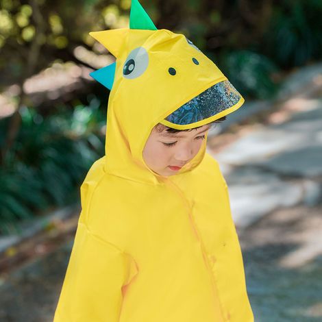 Imperméable pour enfant Little Deer Milly, style poncho, pour garçons et écoliers - Ensemble imperméable jaune [Taille M] Convient aux enfants mesurant entre 90 et 100 cm (1/5)