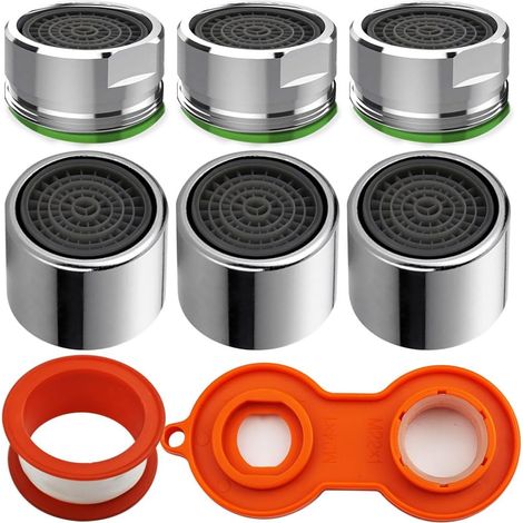 6 Pièces Mousseur Robinet M22/M24 Aerateur Economie d'Eau Filtre de Nettoyage Amovible Economiseur d'Eau Embout Robinet pour Salle de Bain et Cuisine (1/5)