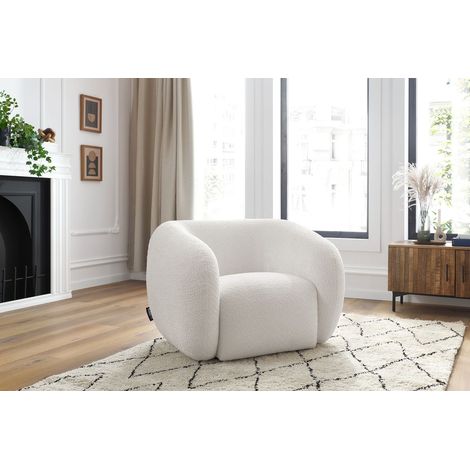 BOBOCHIC - Fauteuil CELINE tissu bouclette Blanc (1/5)