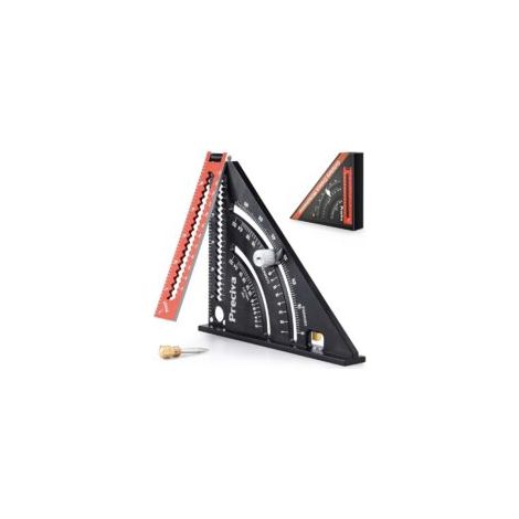 Escuadra de carpintero, regla triangular plegable de metal y aluminio, 317 mm, multifuncional, escuadra, regla angular, transportador, 45-90 grados / Herramientas de carpintería / Herramientas para tr