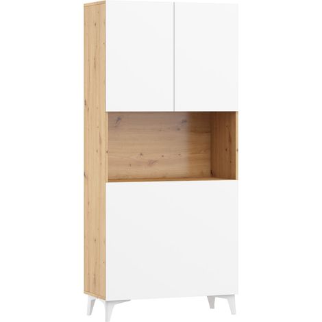 Escritorio plegable MEGAN 1 oficina doméstica roble artesanal / blanco brillante (1/5)