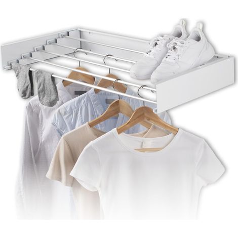 Séchoir Mural 400 - Peu encombrant et Extensible - 80 cm x 40 cm x 10,5 cm - Longueur de séchage 4 m - Séchoir à Linge pour séchage sans Courant à l'intérieur et à l'extérieur (1/5)