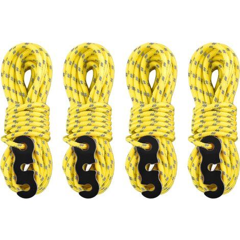 4 Pièces Corde Nylon, Réfléchissante 3mm, Tendeur Aluminium, Pour Camping Tente Randonnée (1/5)