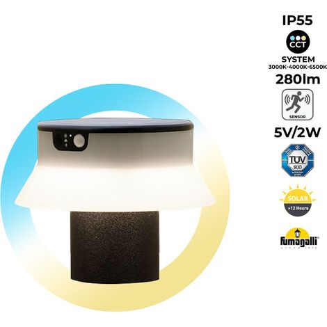 Bolardo Solar LED "FELICE 200" 18cm Con Sensor PIR - 3 Modos