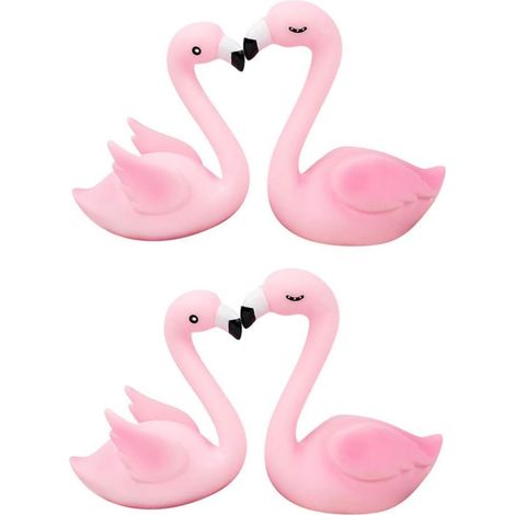 Statue Flamingo - 4 Pièces - Décoration Gâteau Cupcake Fête Pâques Jardin Féerique - 4 Unités (1/5)