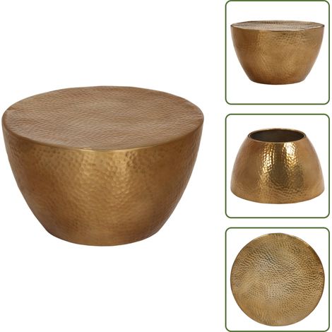 Tavolino da salotto con piano robusto - vidaXL Tavolino da Salotto in Alluminio Martellato Ø 50x30 cm Ottone - Tavolino in alluminio martellato