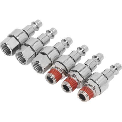 6 Stück Druckluftschlauchverbinder, 1/4 Zoll NPT 360 Grad drehbarer Luftverbinder, Schnellverbinder aus Edelstahl (1/5)