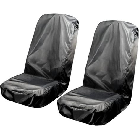 Paquet de 2 housses de siège de voiture avant imperméables, protections de housse de siège imperméables universelles noires,56.722" (1/4)