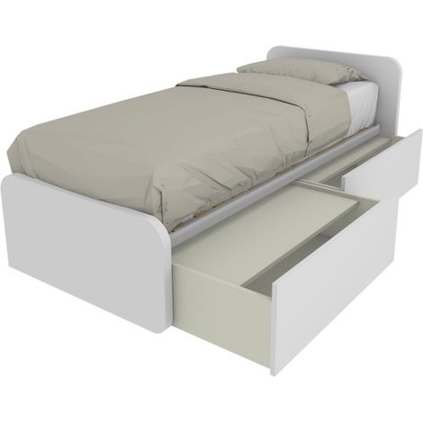 Letto singolo con cassetti 80x190 per cameretta - Design personalizzabile - Bianco (1/5)