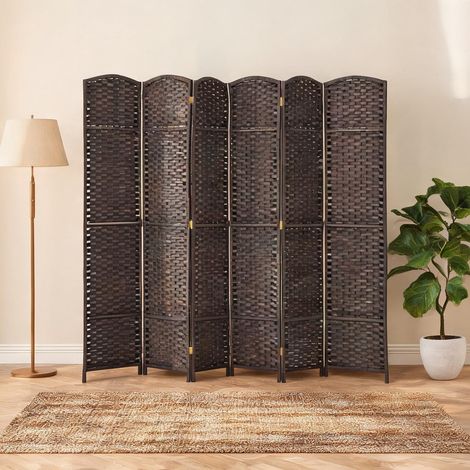 Paravent pliant 6 panneaux en bois brun 240 x 170 cm (1/5)