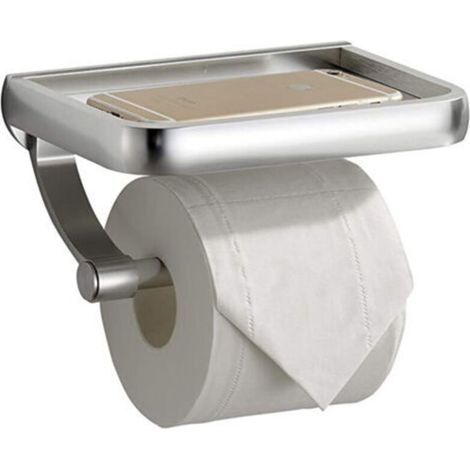 Toilettenpapierhalter, Toilettenpapierspender mit Ablage, für Küche und Bad, Silber