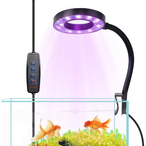 Aquarium Light for Fish Tank, 8W Clip On Fish Tank Light, 360° Adjustable Light Arm,USB Moving Aquarium Lamp with Full Spectrum,Dimmable Brightness Light for 3.8 to 38 L Fish Tanks