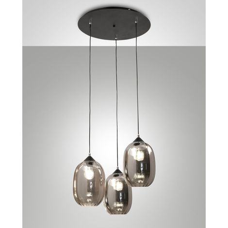 Infinity Lampada a Sospensione in Metallo e Vetro Soffiato Fumé, Ø580mm, Attacco E27, Classe 1, IP20, Design Moderno ed Elegante per Interni