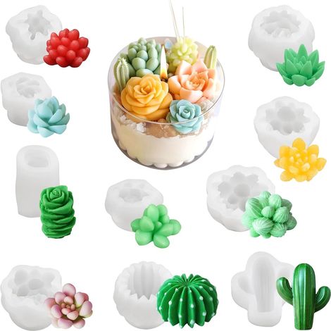 10 moldes de silicona para velas con forma de cactus (1/5)