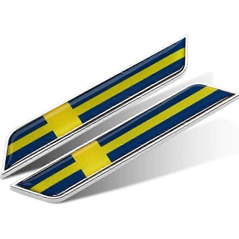 Autocollant latéral drapeau de voiture, plaque métallique feuille 3D créative à gratter, Suède (argenté), deux paires (1/4)