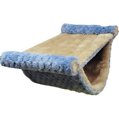 Hamac double couche pour petits animaux, lit suspendu en peluche facile à nettoyer pour écureuils, ours dorés, chinchillas, S bleu (1/5)