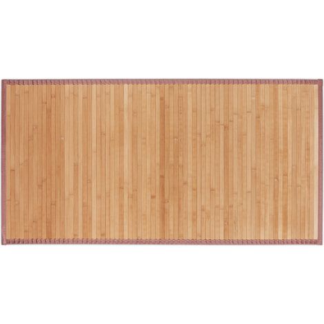 Relaxdays Natural Bamboo Bath Mat, Moisture-Resistant, Textile Border, Bathtub Rug , 61 x 122 cm