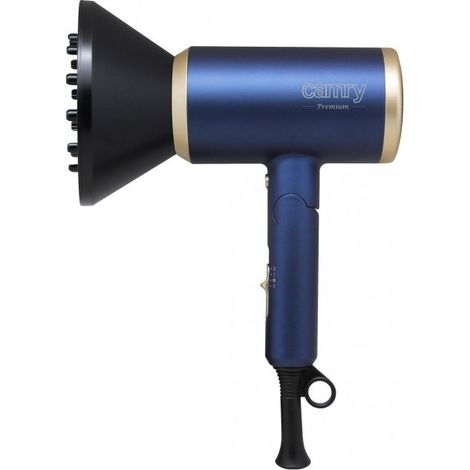 CAMRY CR2268 - Asciugacapelli de con tecnologia ionizzante, manico pieghevole con diffusore, concentratore, custodia, 1800 W