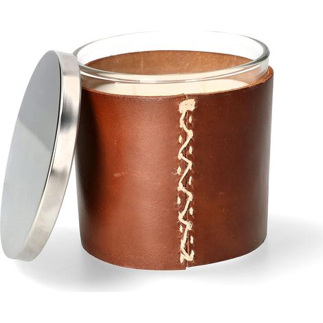 ABRATO Lampe parfumée 10 x 10 cm dans un verre No2 avec support en cuir SSG Parfum unique (1/5)