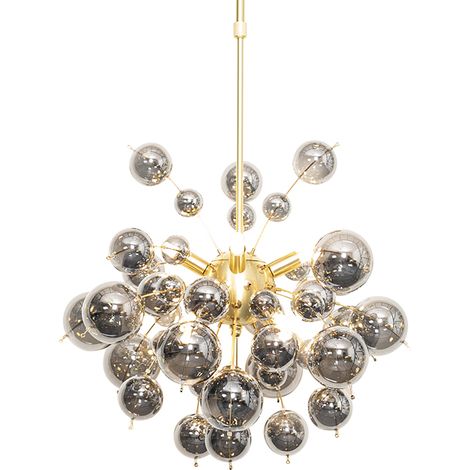 Design Hängelampe Messing mit Rauchglas 8 Lichter - Explode (1/4)