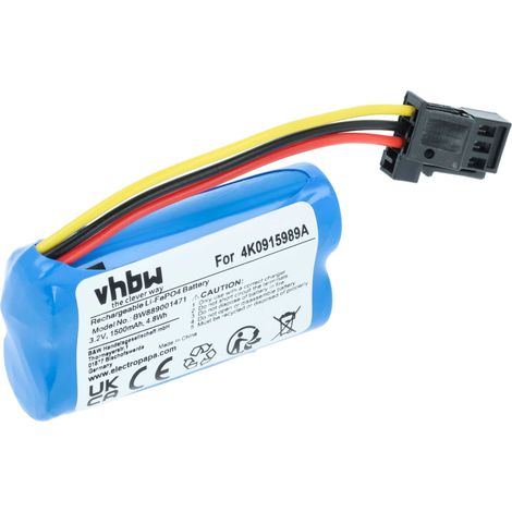 vhbw 1x Akku Ersatz für VW 9A7915989A, 4M0 907 486, 4K0915989A für Notrufsender (1500 mAh, 3,2 V, LiFePO4)