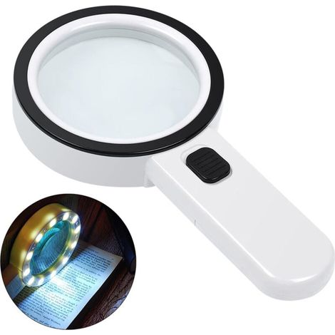 High-performance magnifying glass with light, distortion-free magnifying glass with LED light and glass lens YMYNY (1/4)