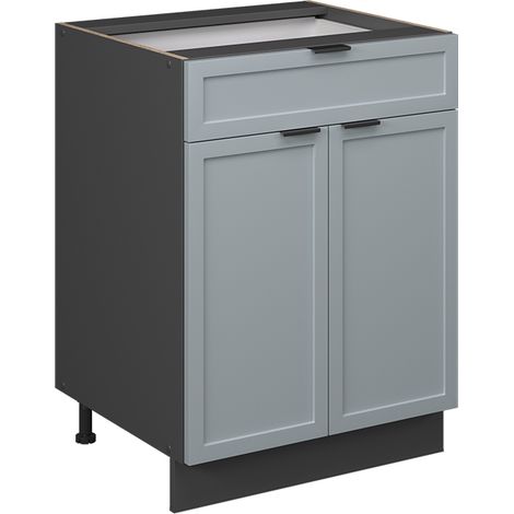 Mobiletto base per cucina Fame-Line, Blu-grigio chiaro, 60 cm con cassetto, senza piano di lavoro, Vicco