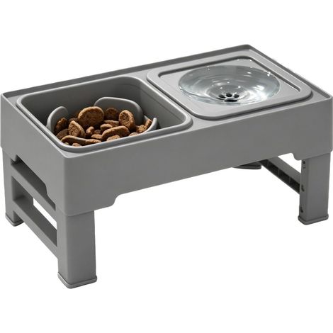Gamelle Surélevée pour Chien Station d'alimentation Lente Anti-Débordement Gamelle Surélevée Anti-Basculement En Pour Chat Soulager Fatigue Alimentaire Chiots (1/5)